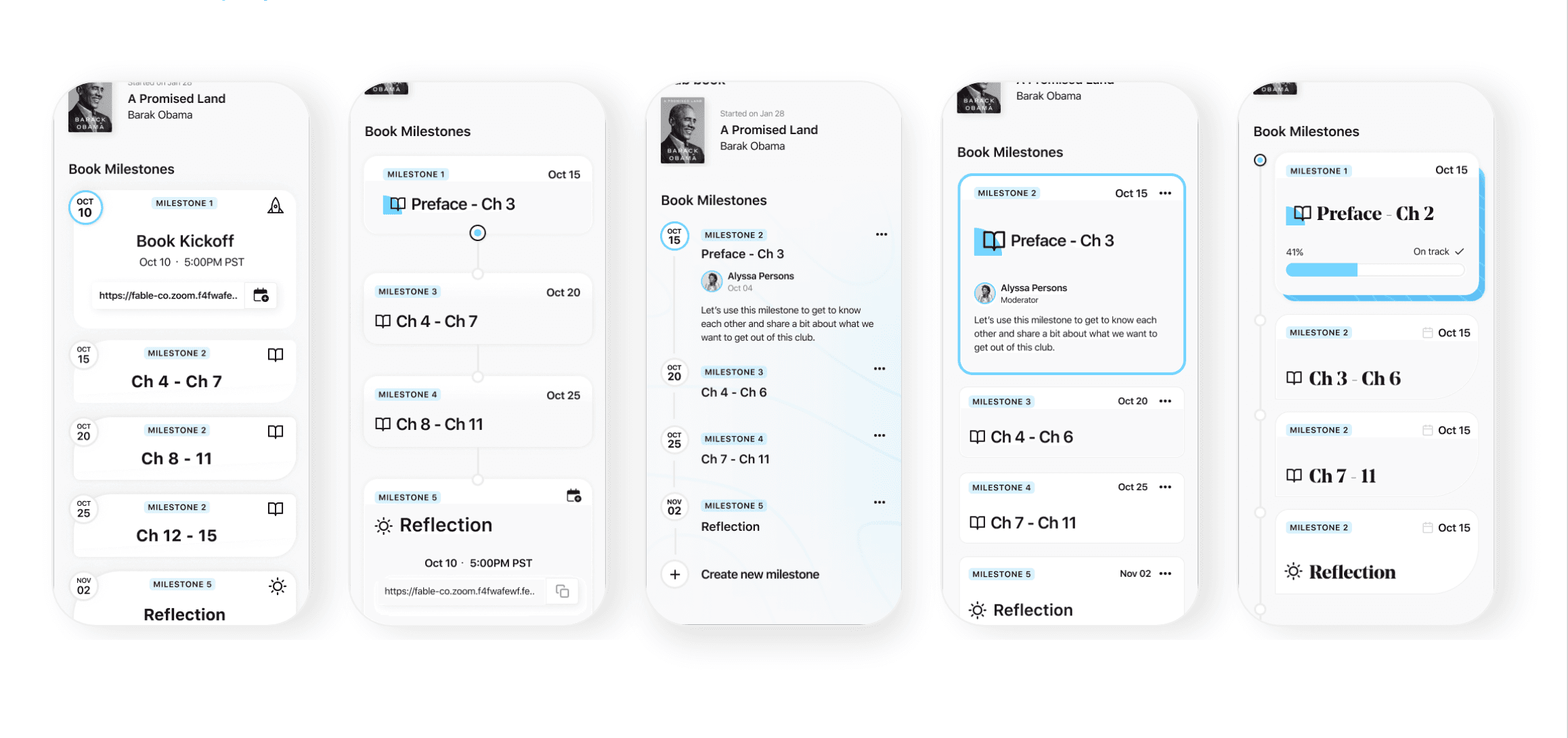 Visual design directions for milestones