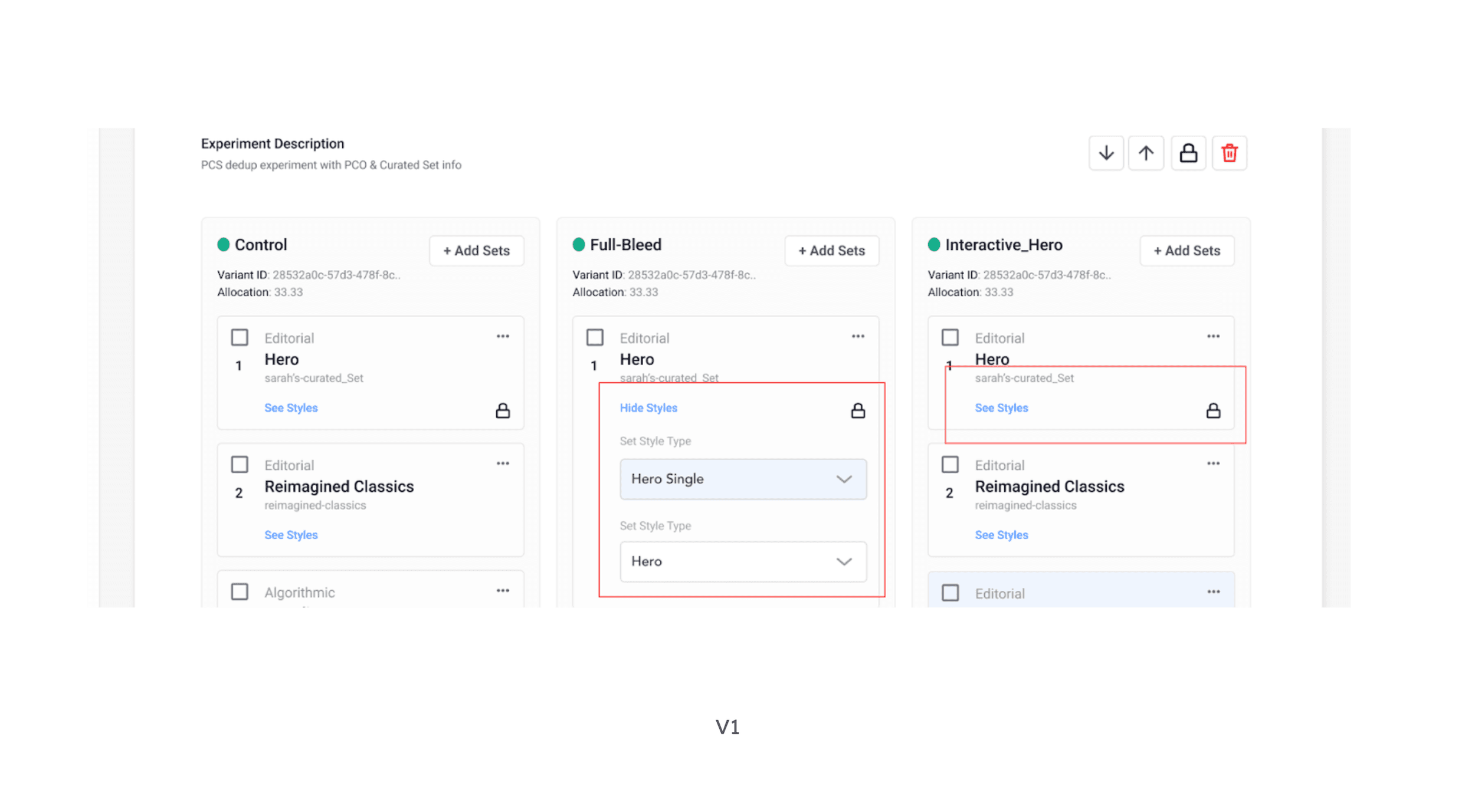 Style selection iterations — Version 01 vs Version 02