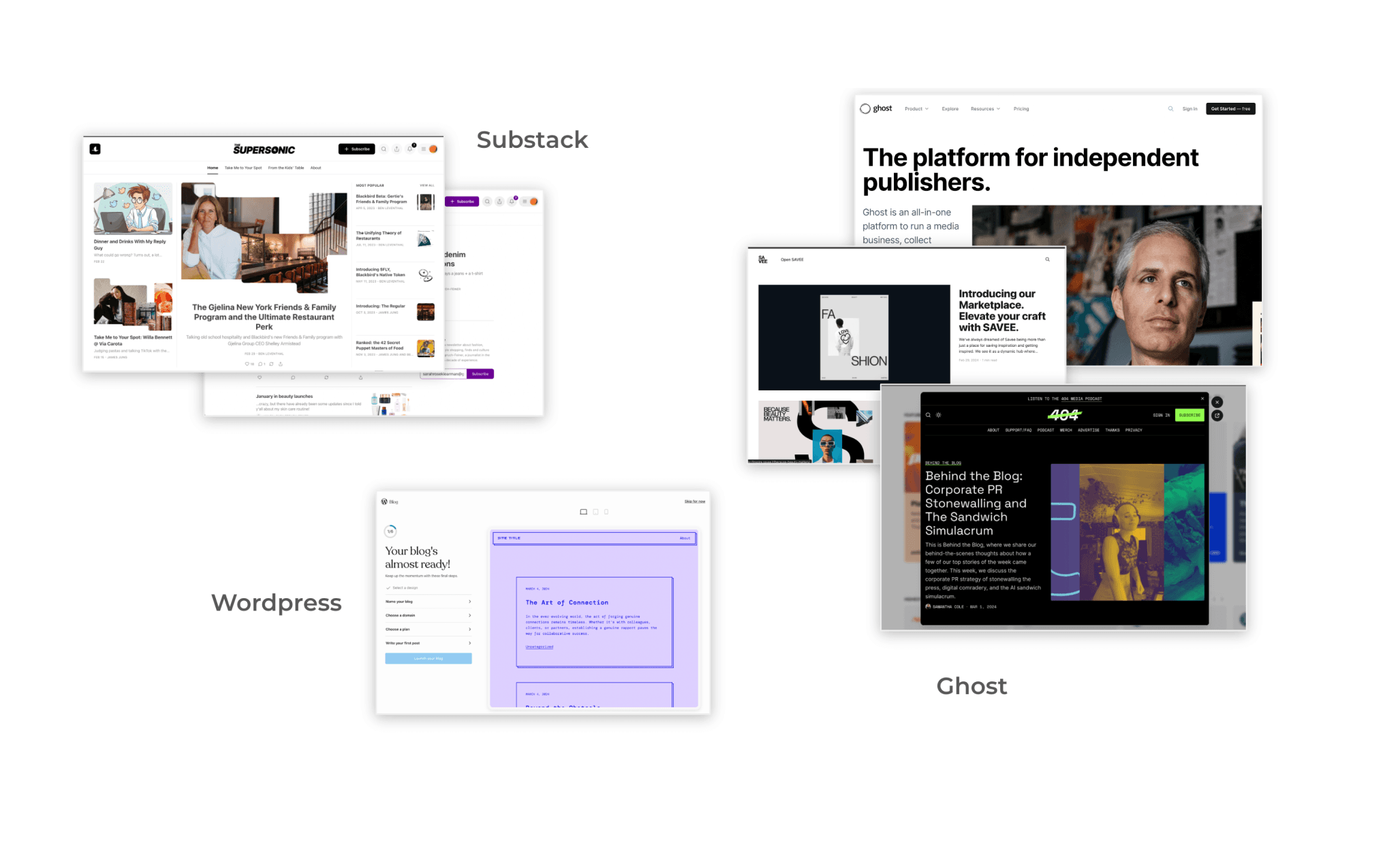 Competitors: Substack, WordPress, Ghost